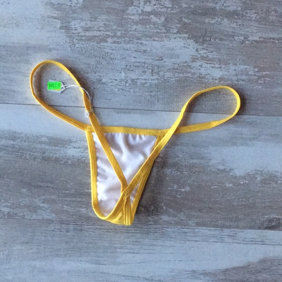 NWT HANDMADE YELLOW THONG, SIZE M - Picture 2 of 2